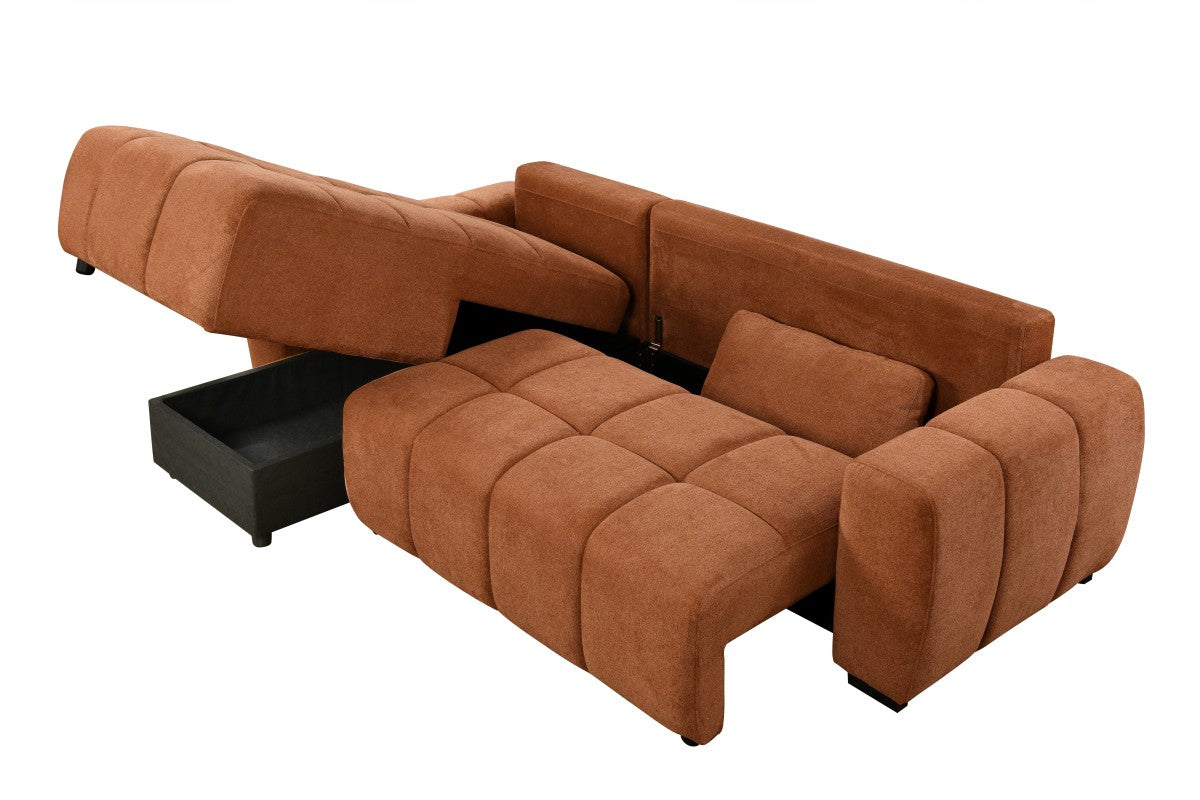Burnt Orange Sleeper Sectional