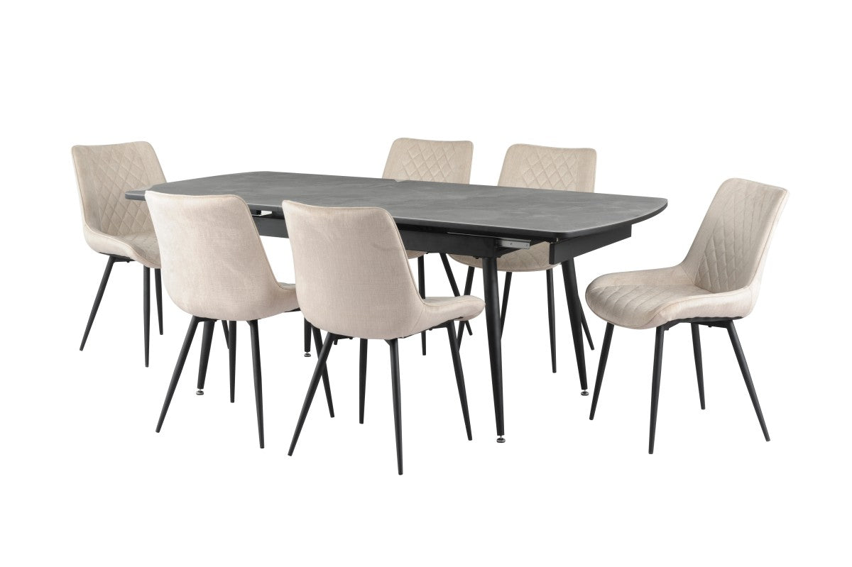 Fabian Dining Set in Beige/Grey