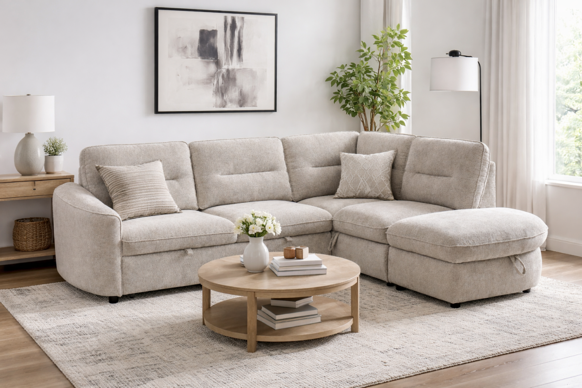 Harmony Sleeper Sectional in Beige