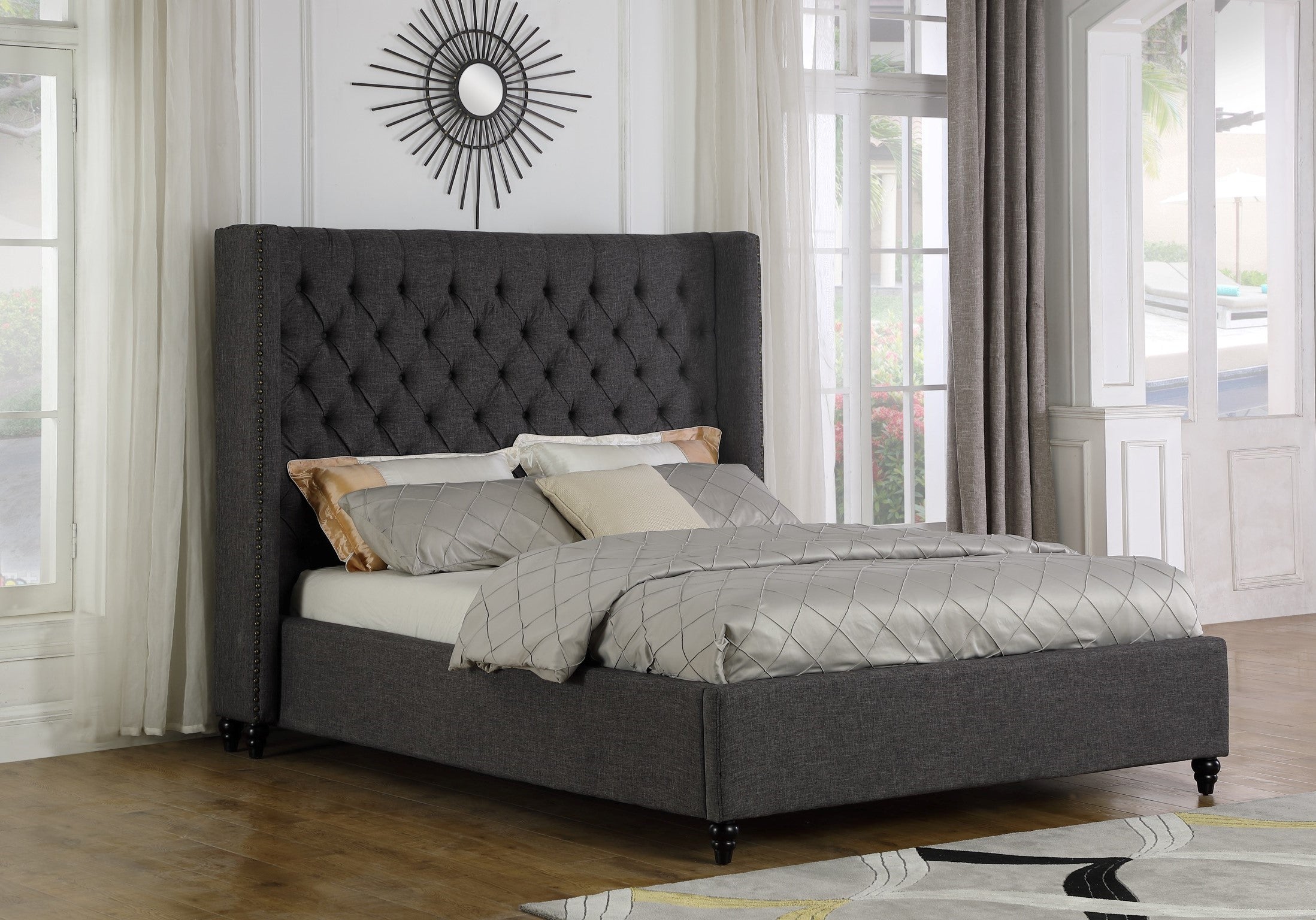 Marcella King 60"H Platform Bed in Grey
