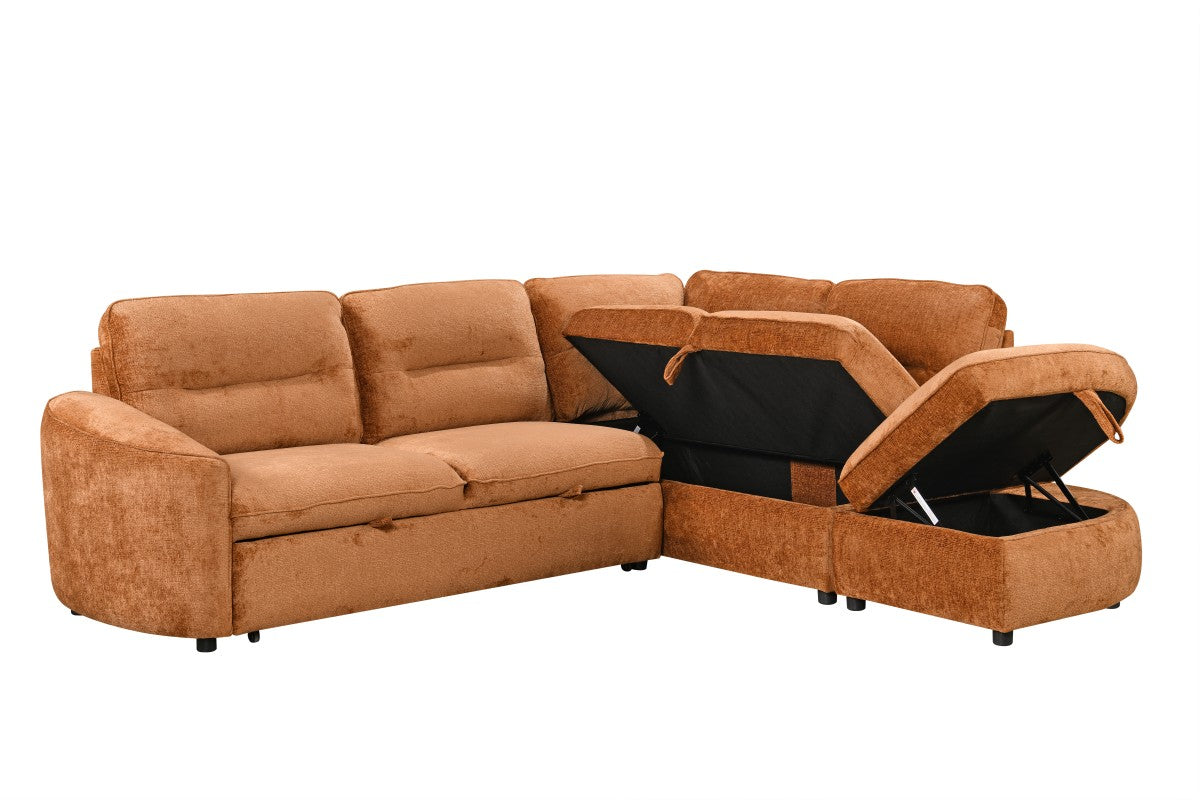 Harmony Sleeper Sectional in Burnt Orange