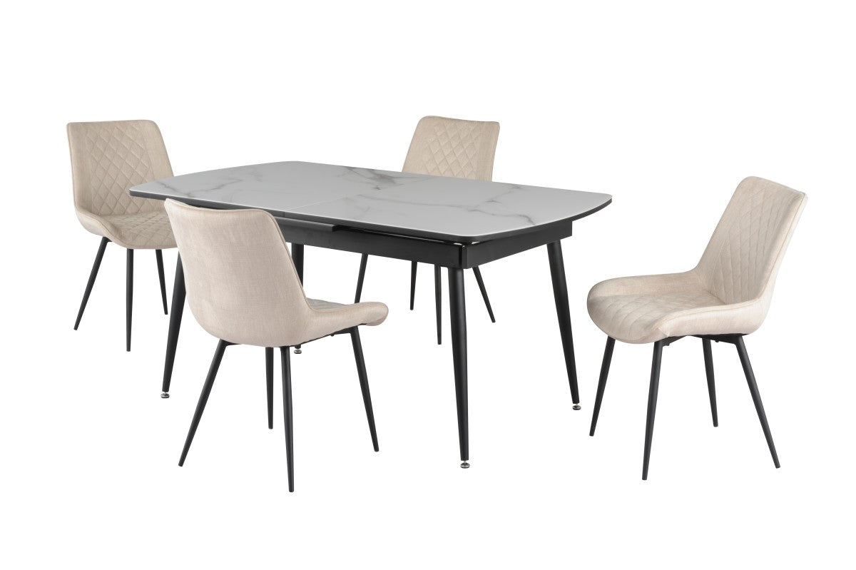 Fabian Dining Set in Beige/White