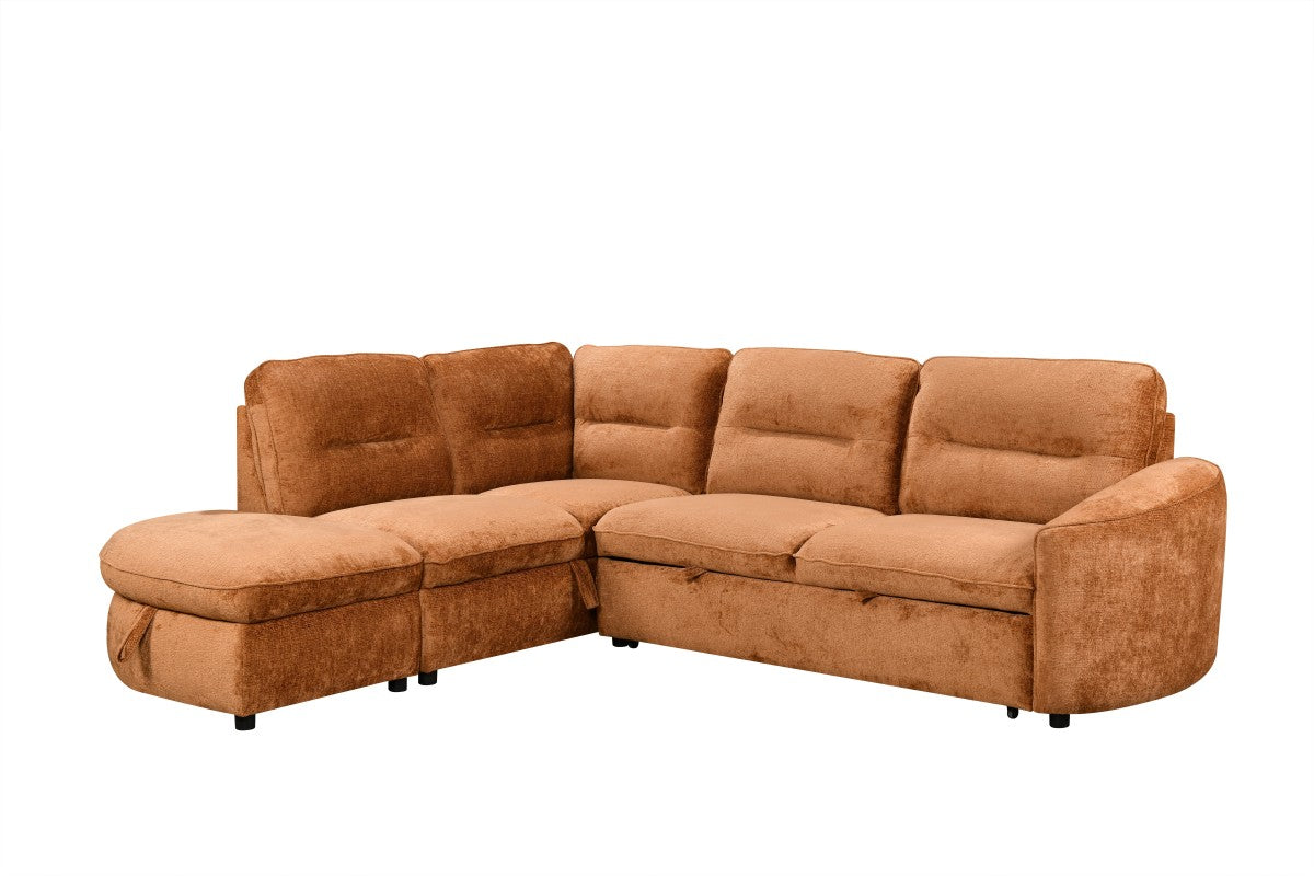 Harmony Sleeper Sectional in Burnt Orange