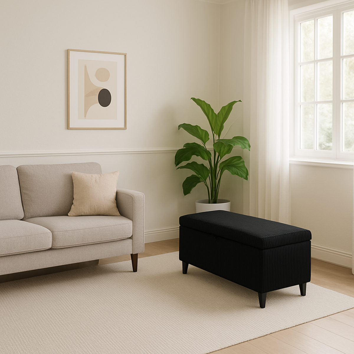 Kofi Storage Ottoman in Black