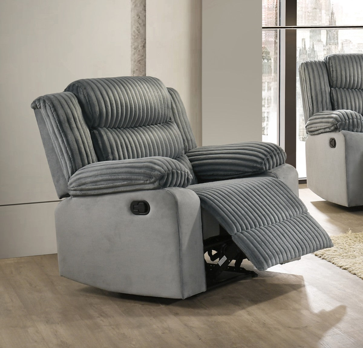 Romilly Manual Recliner Set in Grey
