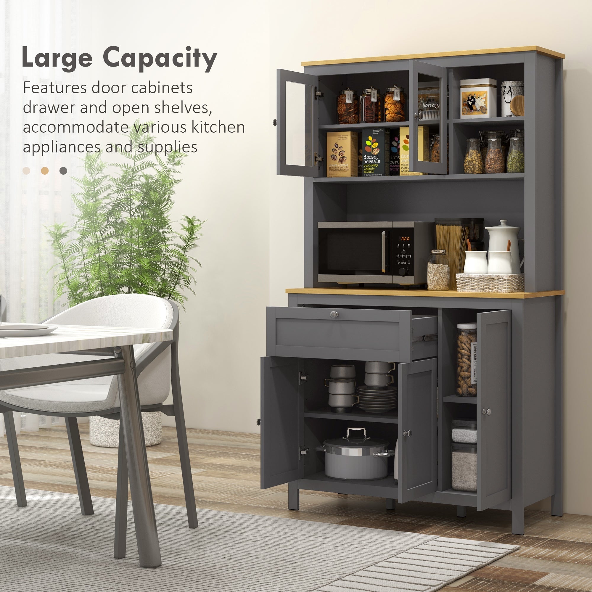 Brooks 71" 5-Door Kitchen/Storage Cabinet with Adjustable Shelves-Grey