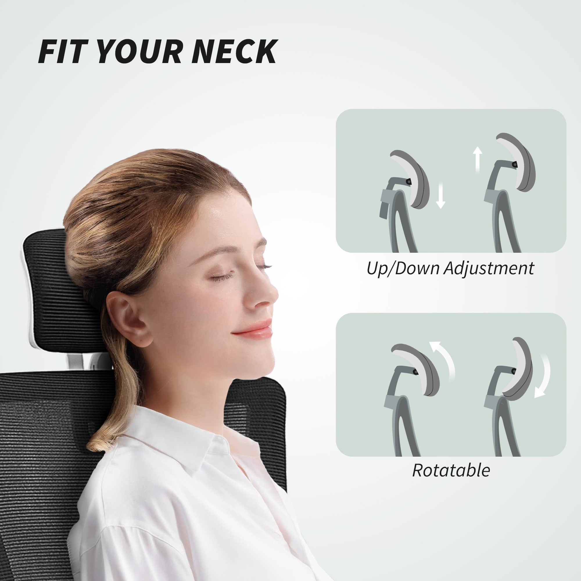 Andre Ergonomic Office Chair with 2D Lumbar Support and adjustable Headrest-Black/White