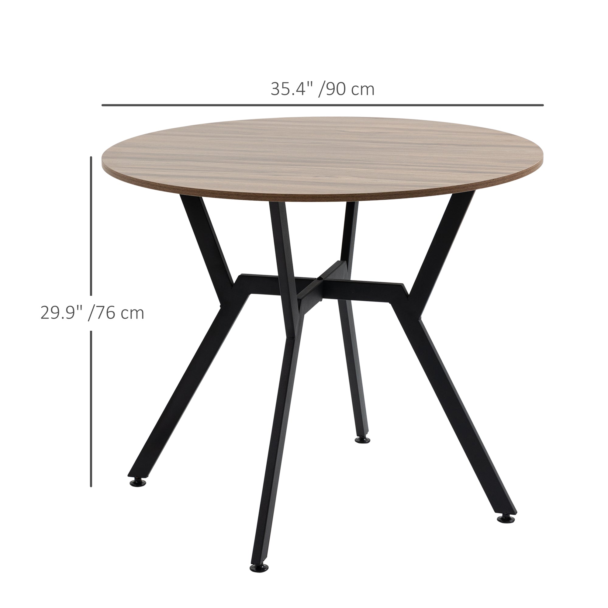 Ainsley 35" Round Dining Table with Steel Frame-Brown