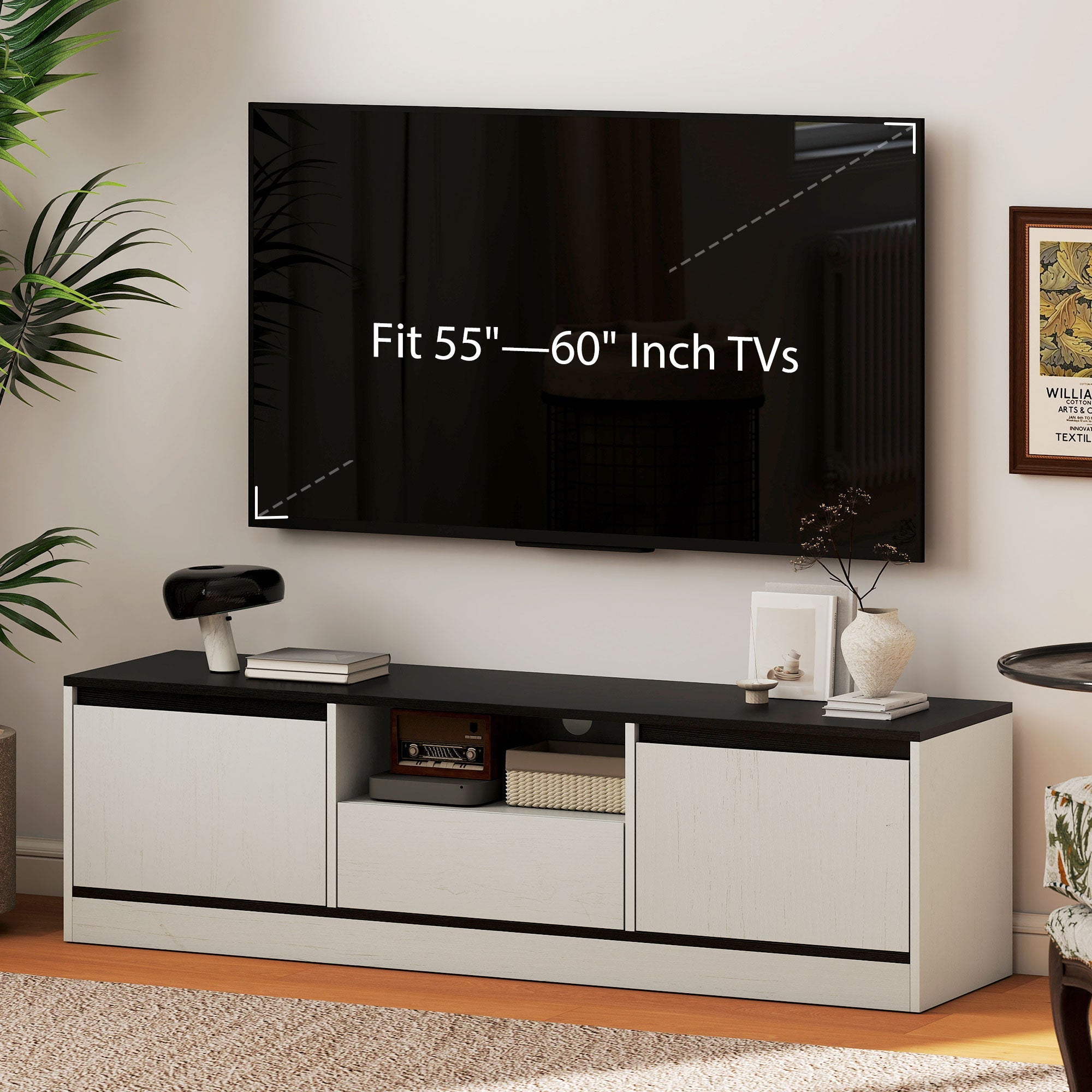 Palmer TV Stand for 55-65 Inch TVs-White