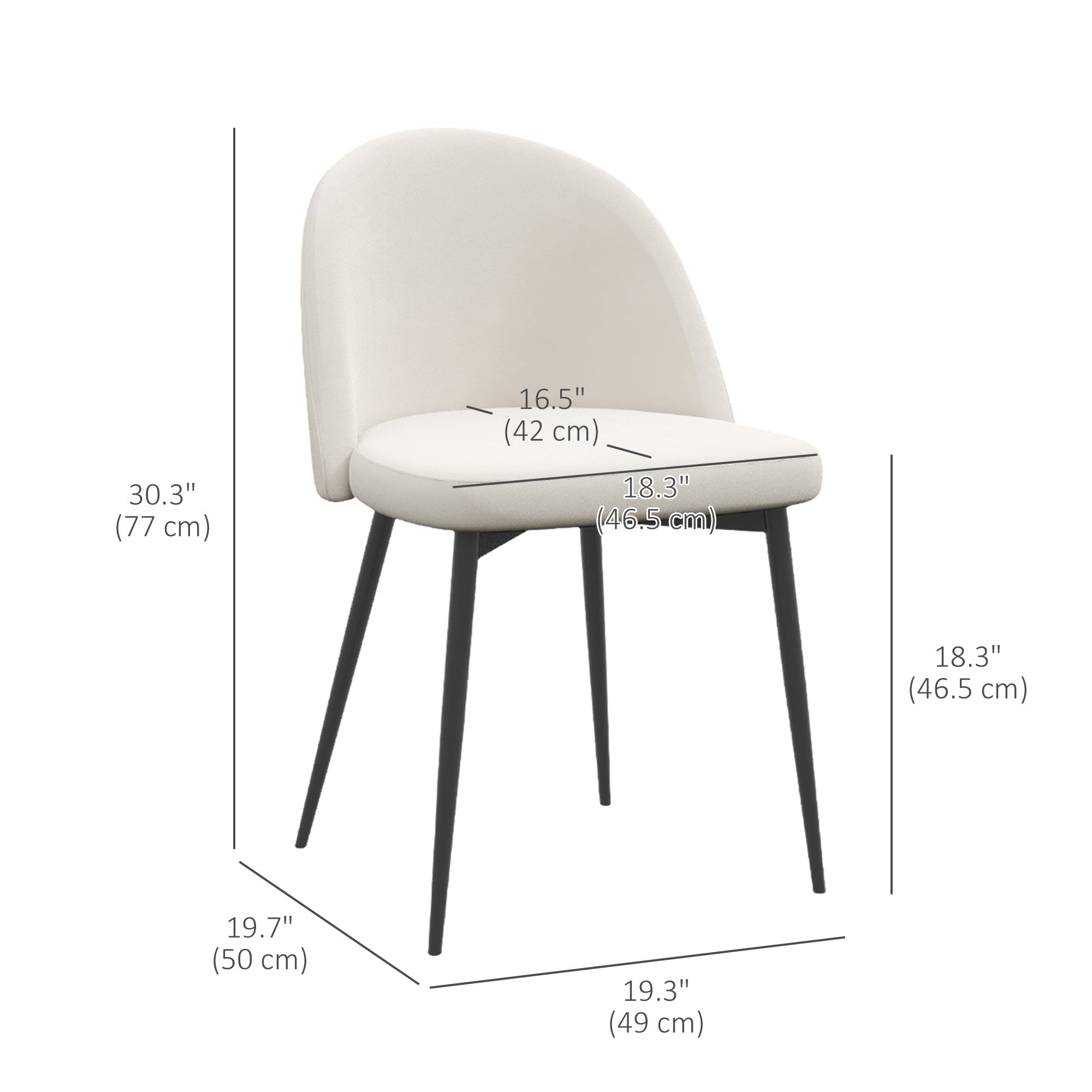 Dylan Set of 2 Mid-Back Dining Chairs-Cream White