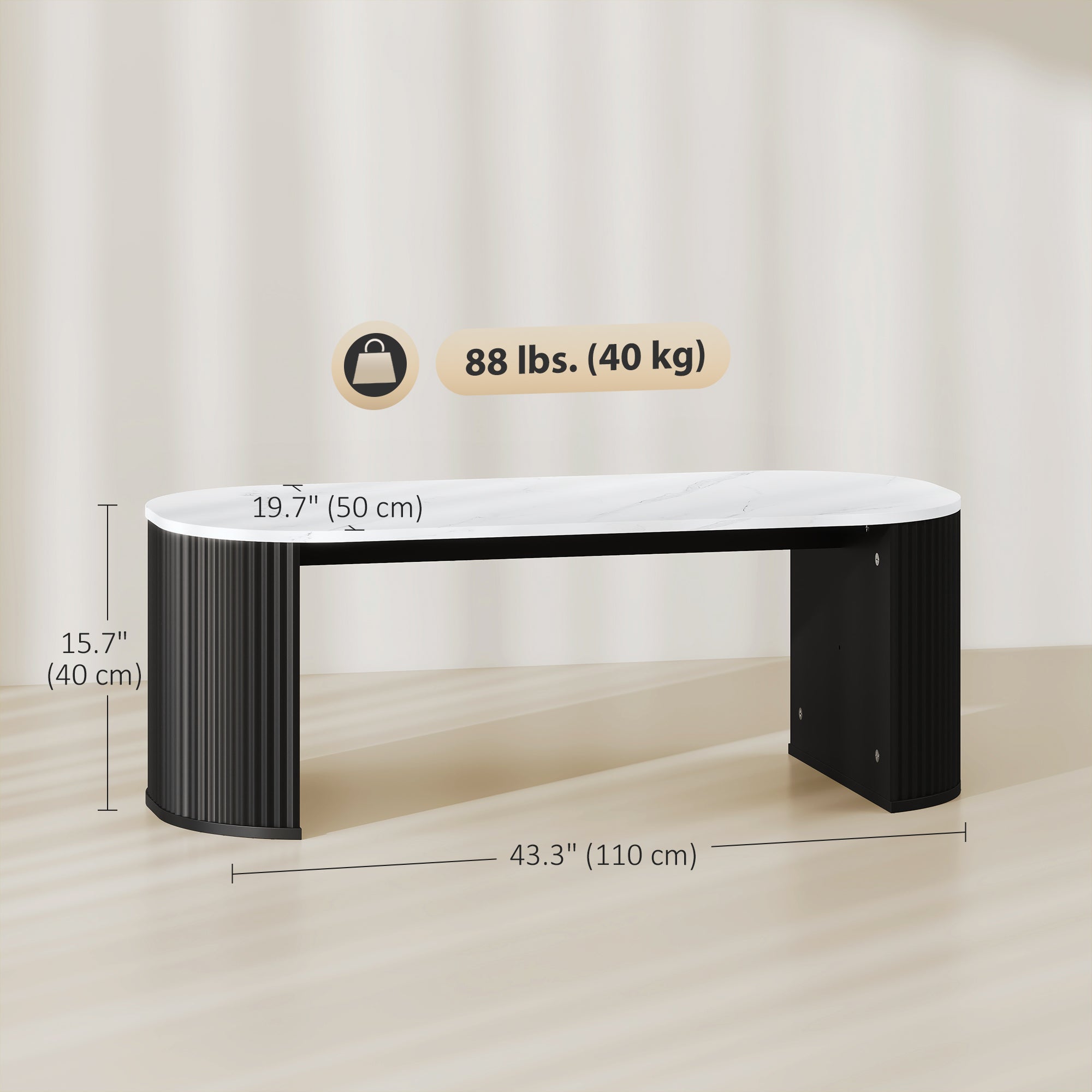 Cameron Modern Faux-Marble Coffee Table-Black