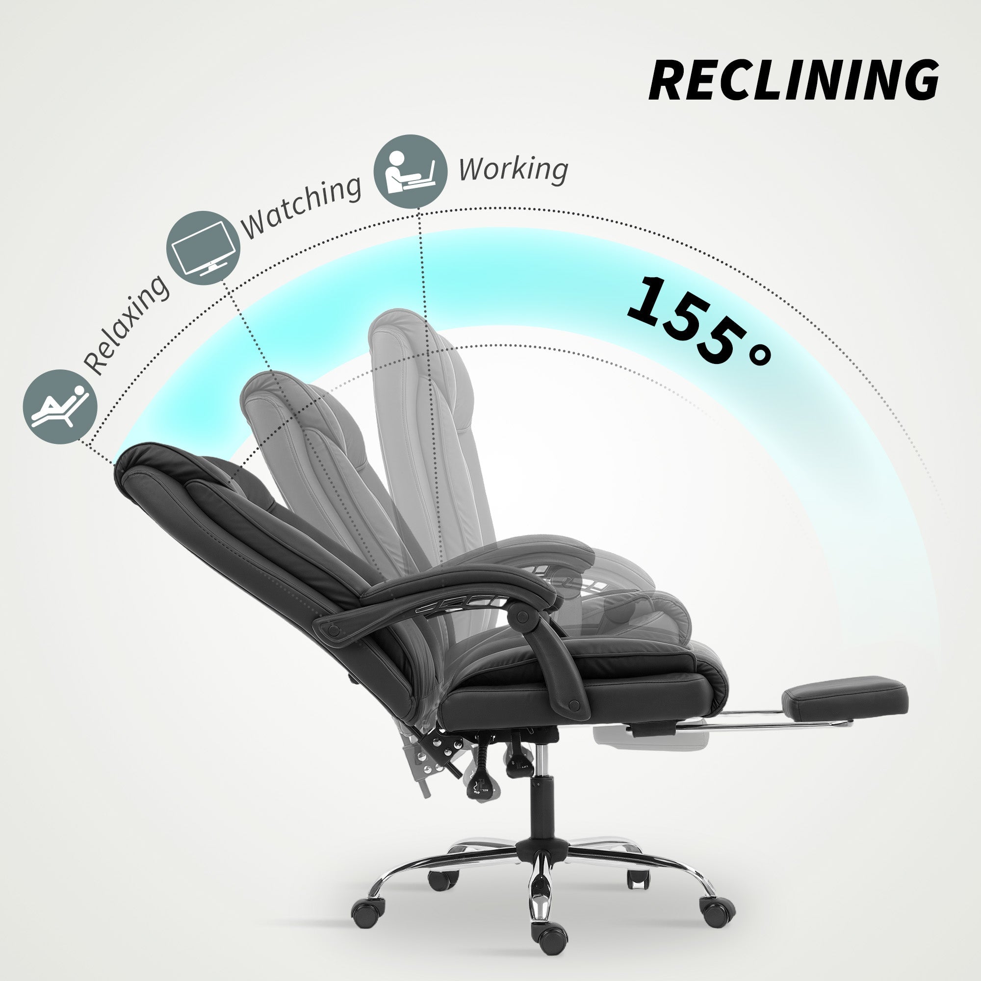 Alexis Executive Ergonomic Office Chair with Pet-Friendly Leather, Footrest and Swivel Recliner-Black