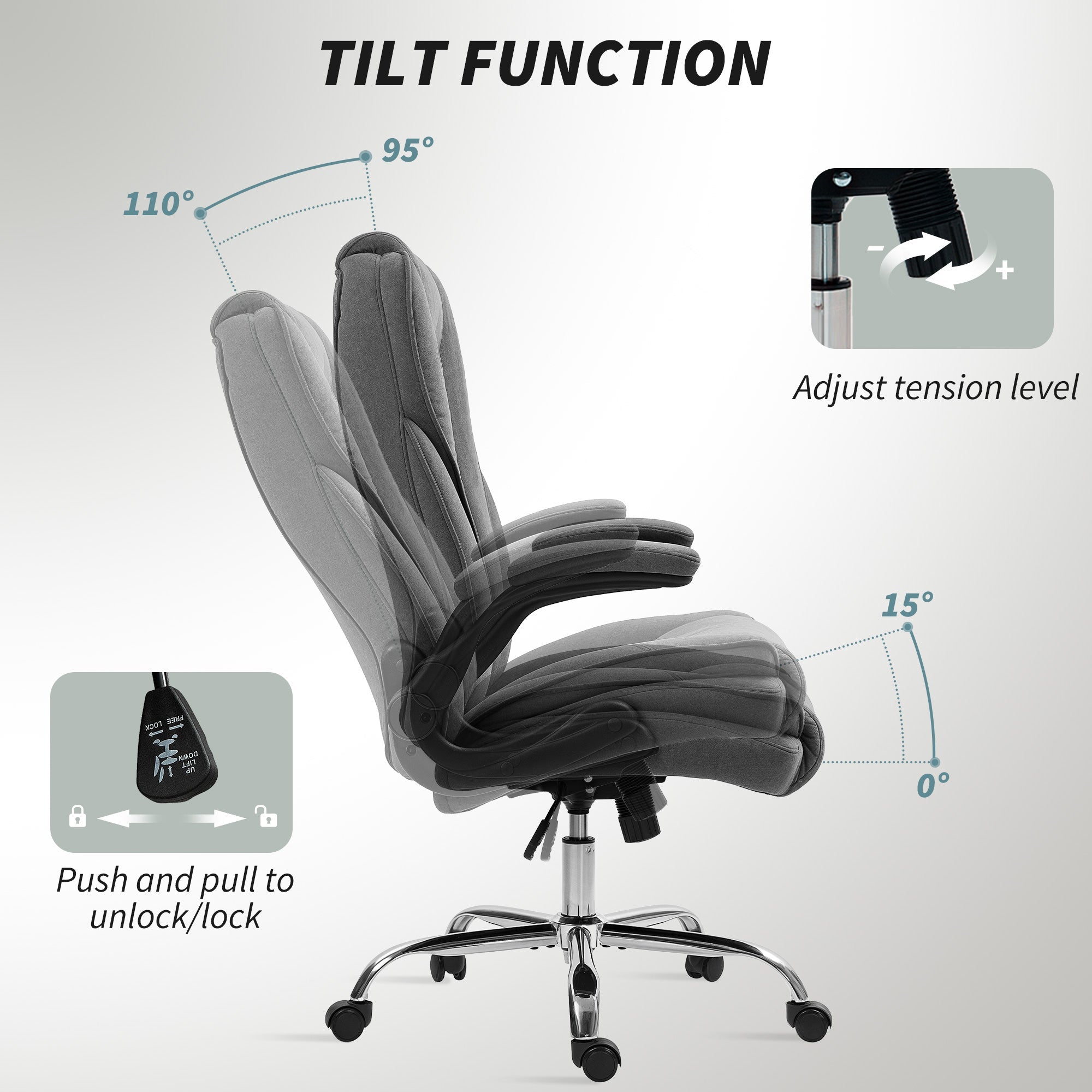 Hayden Executive Office Chair with Flip-up Armrest-Dark Grey
