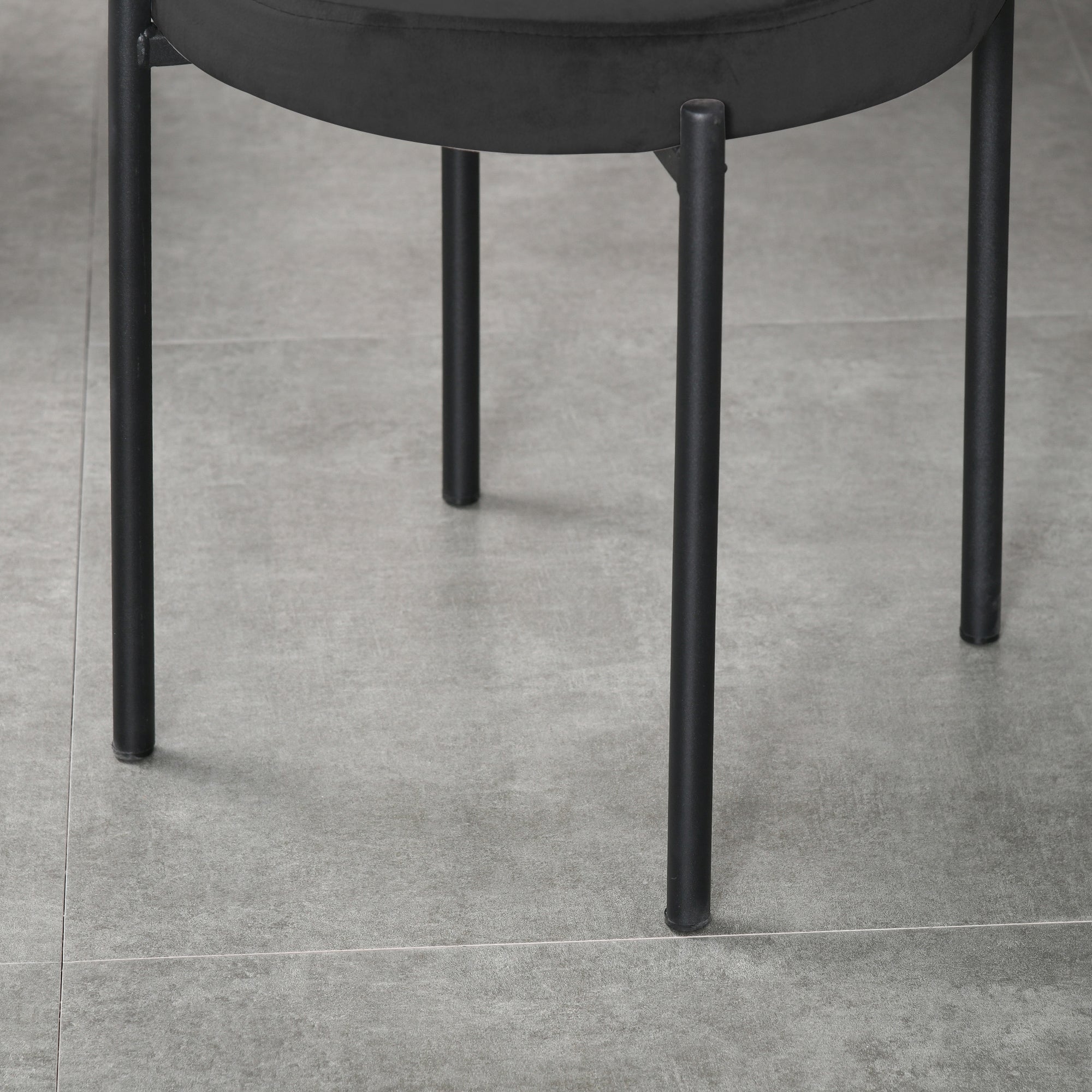 Noel Backless Round Dining Stools-Set of 4 with Metal Legs-Black
