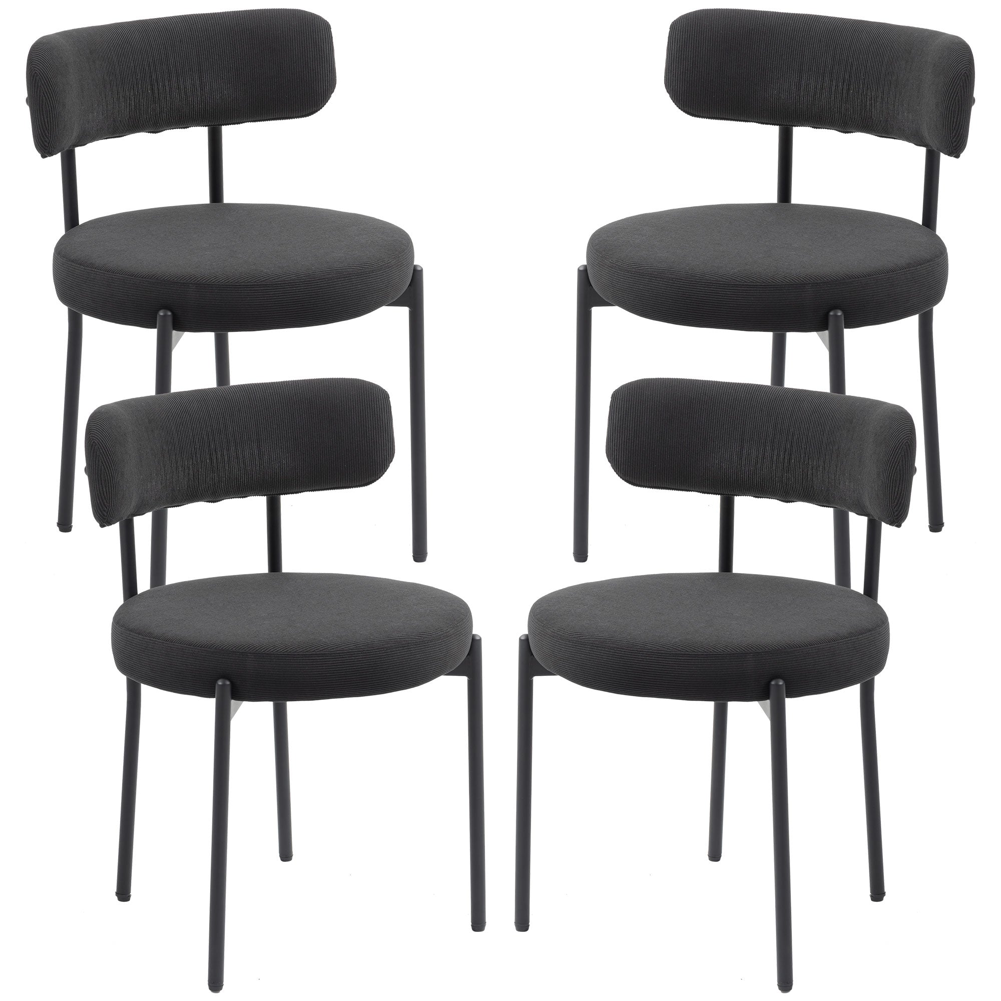Avery 4 Pieces Modern Dining Chairs with Corduroy Upholstery-Black
