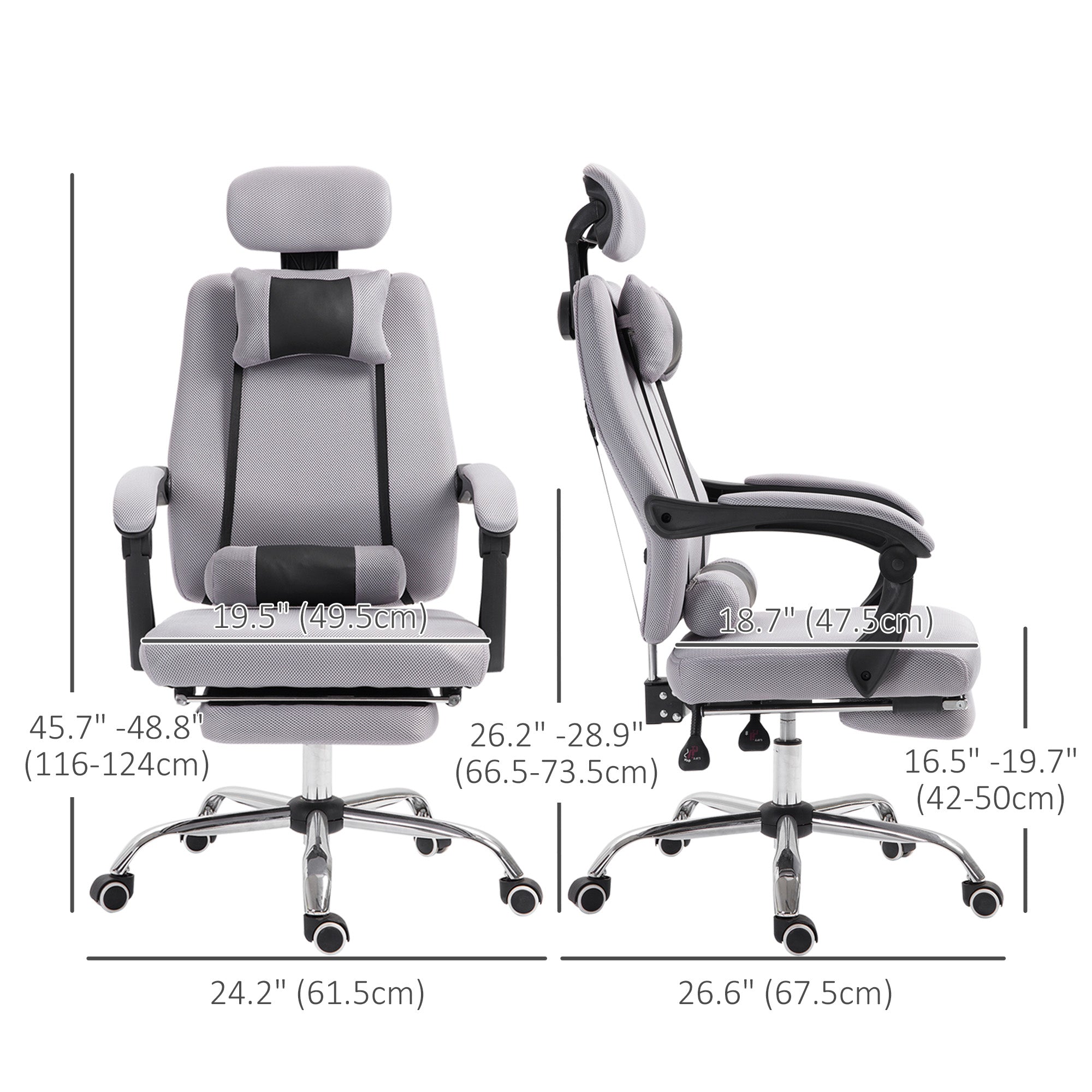 Brady Ergonomic Executive High Back Office Chair with Footrest and Lumbar Support-Grey