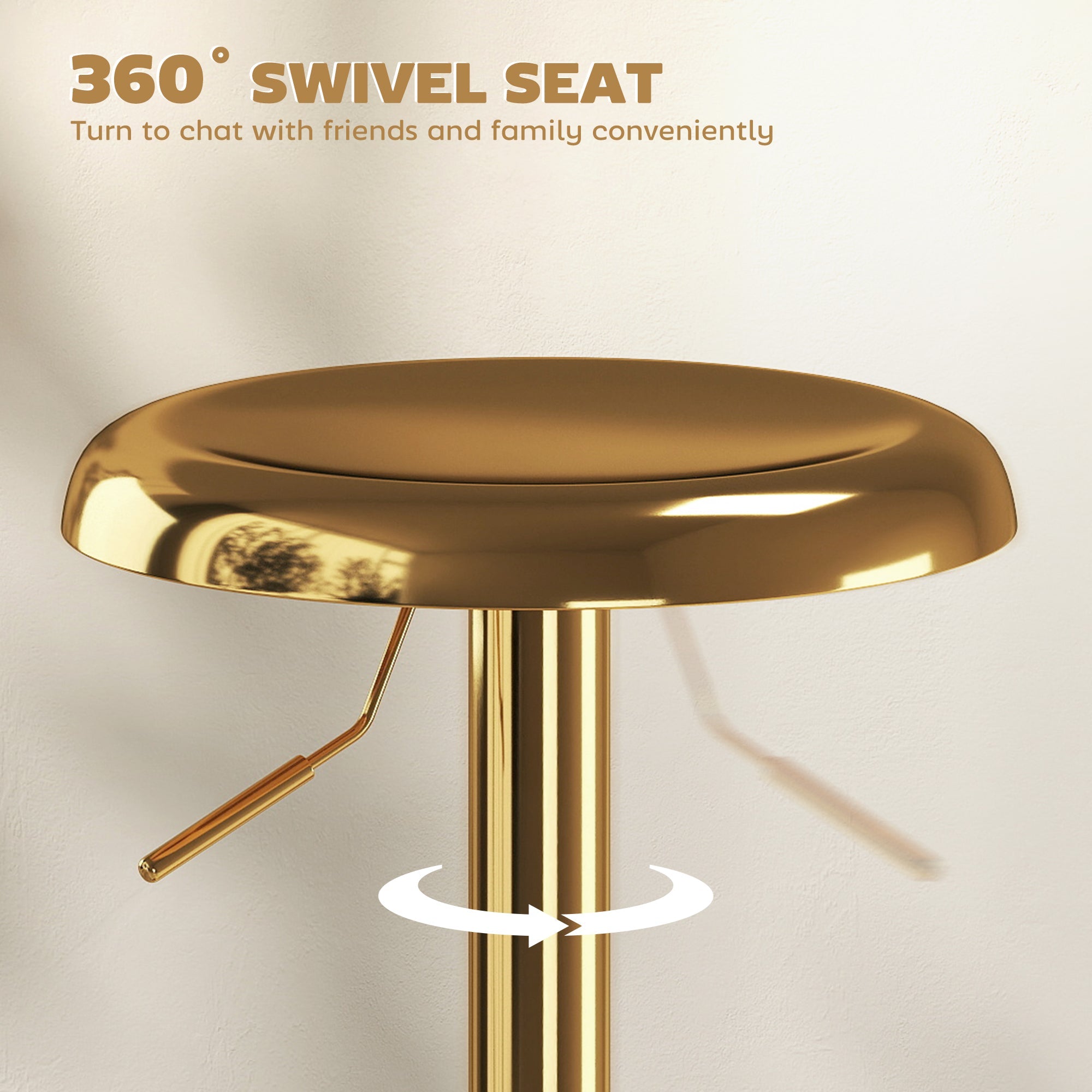 Canmore Modern Adjustable Counter/Bar Stools with Swivel-Set of 2-Gold