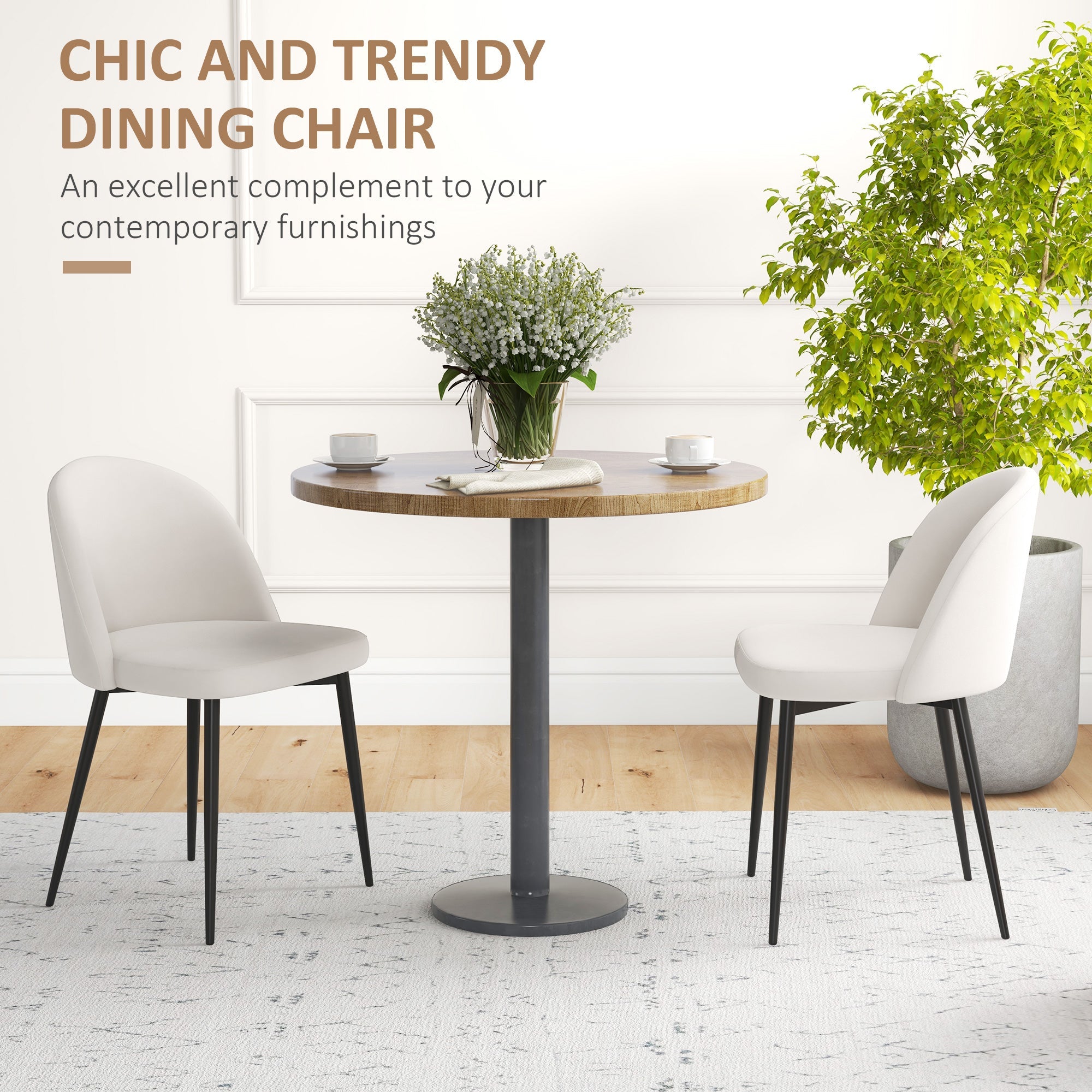 Dylan Set of 2 Mid-Back Dining Chairs-Cream White