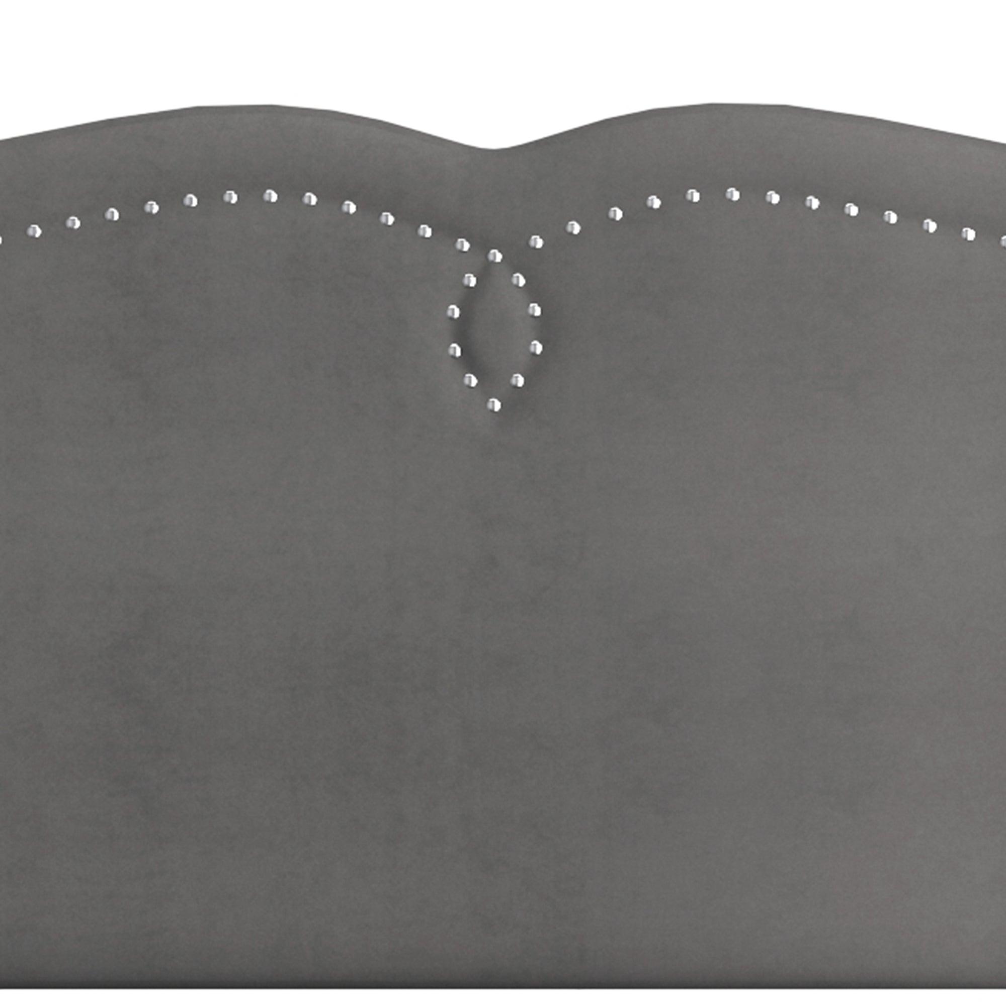 Aurora Double/Queen Adjustable Height Headboard with Bench in Grey - Furnish 4 Less