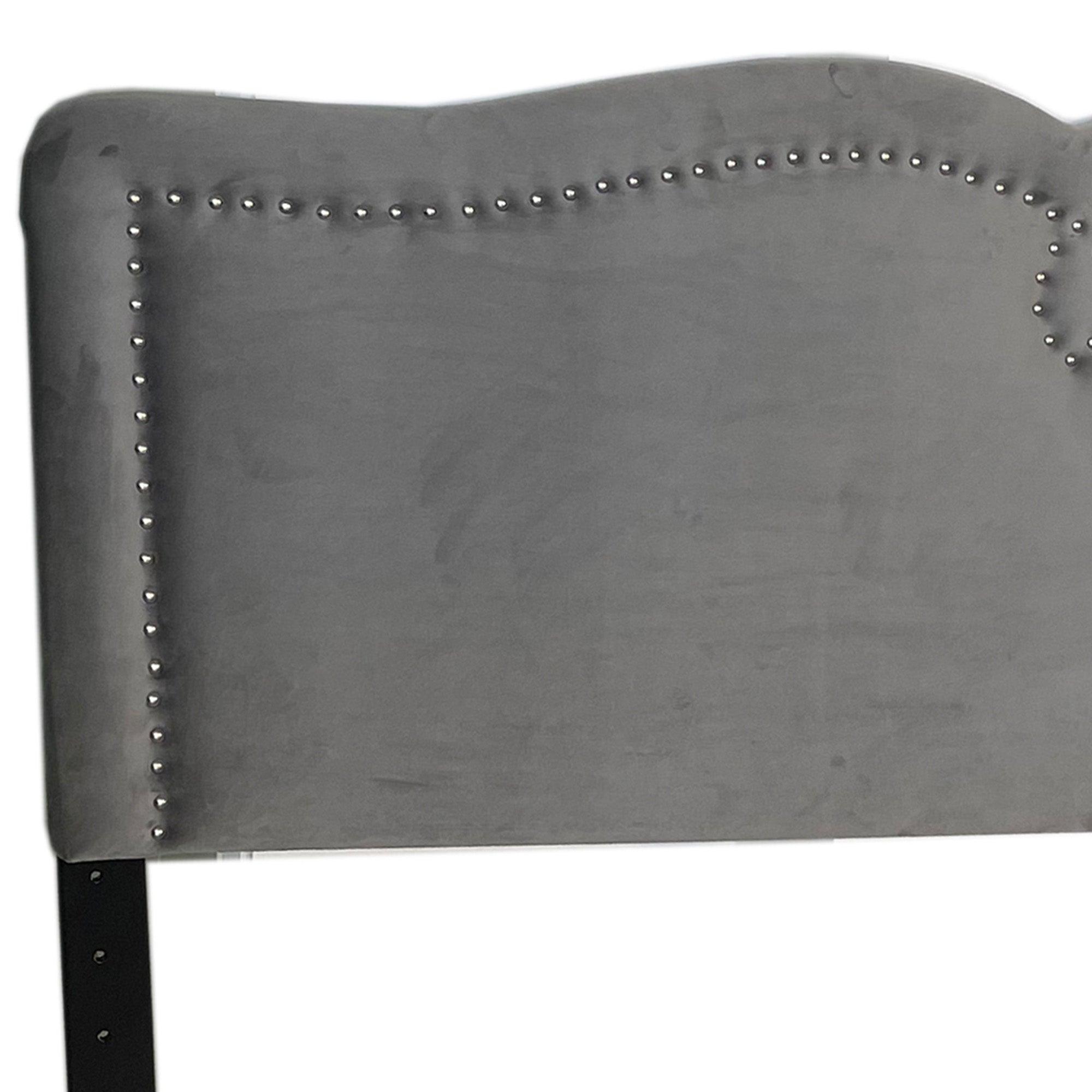 Aurora Double/Queen Adjustable Height Headboard with Bench in Grey - Furnish 4 Less