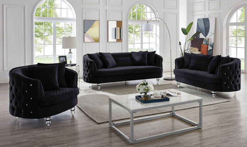 3-piece Sofa Set in Black - V810 - Furnish 4 Less