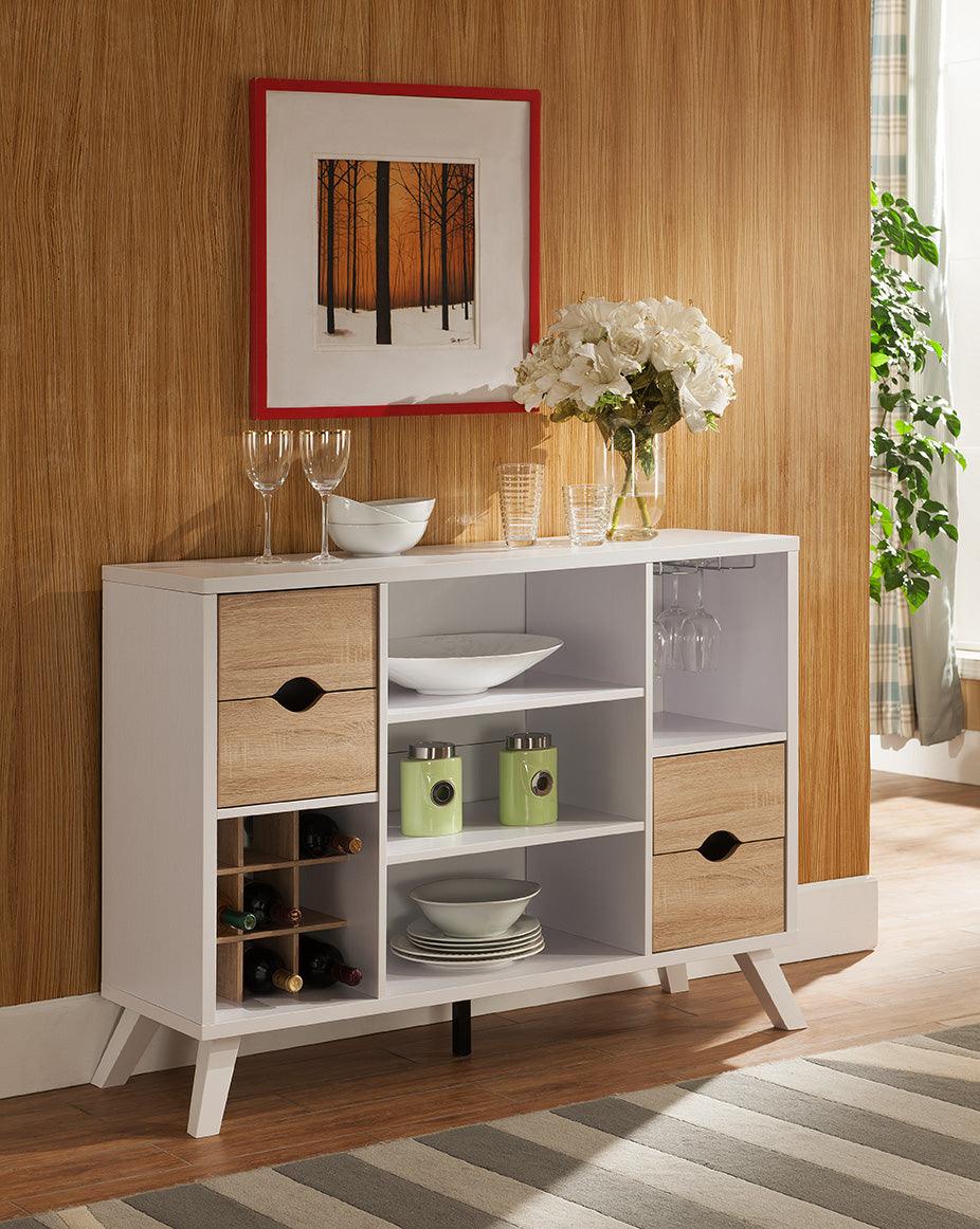 BUFFET/SERVER - WHITE/OAK - B18014 - Furnish 4Less