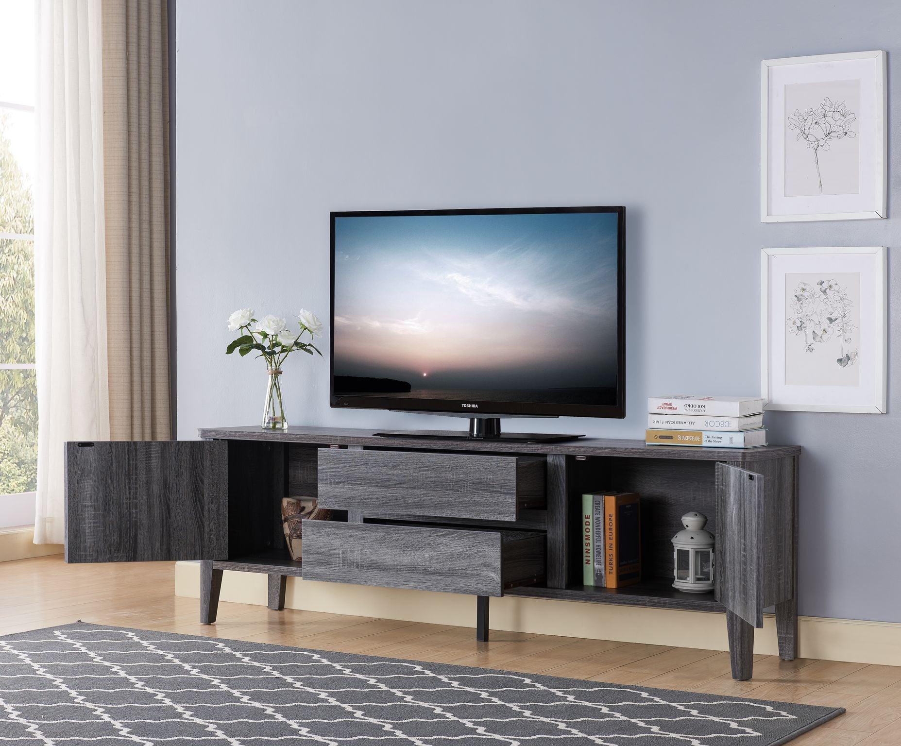 66'' TV STAND - GREY - B18038 - Furnish 4Less