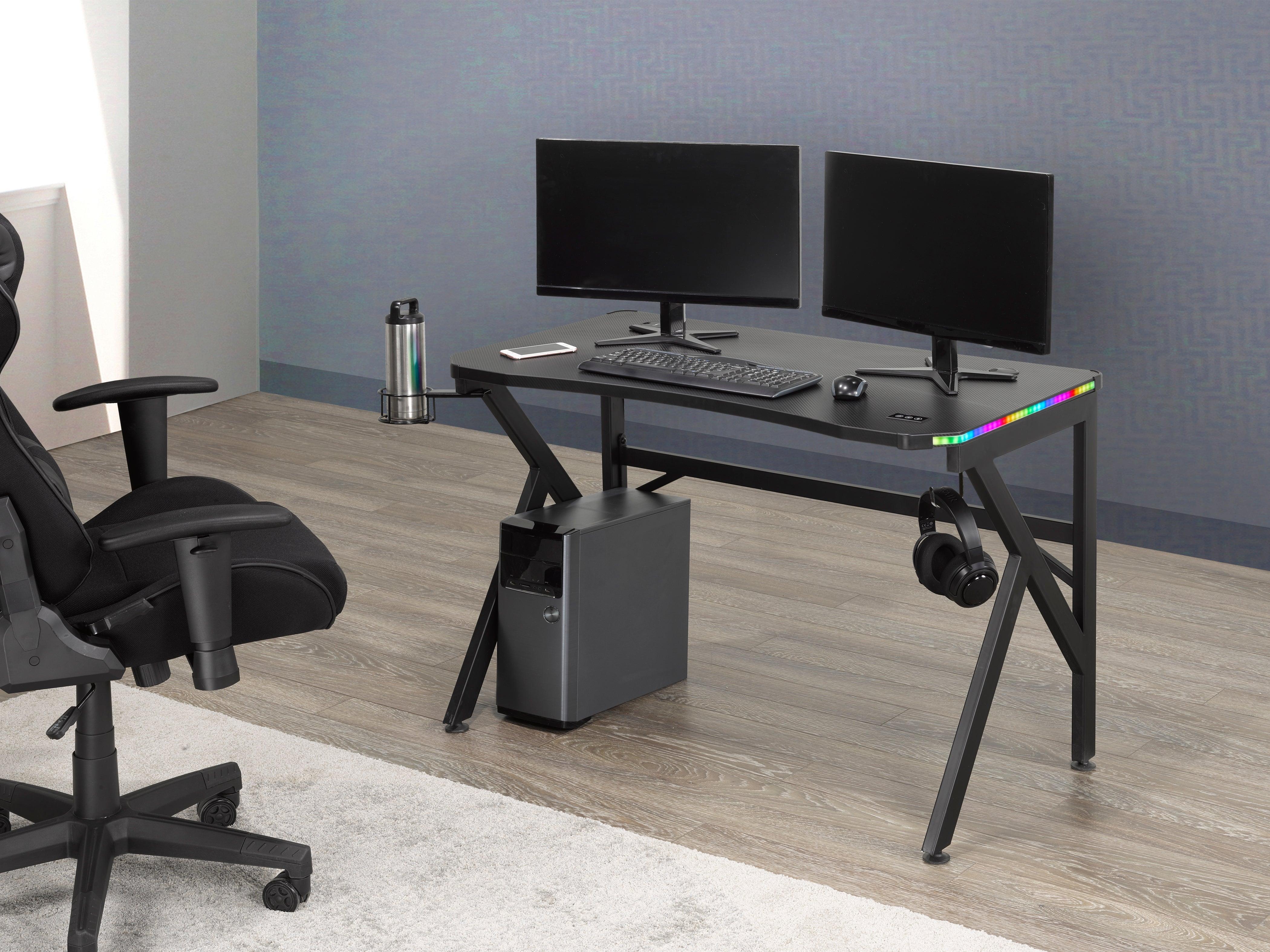 LED Gaming Desk w/ Wireless Charging - B8028 - Furnish 4 Less