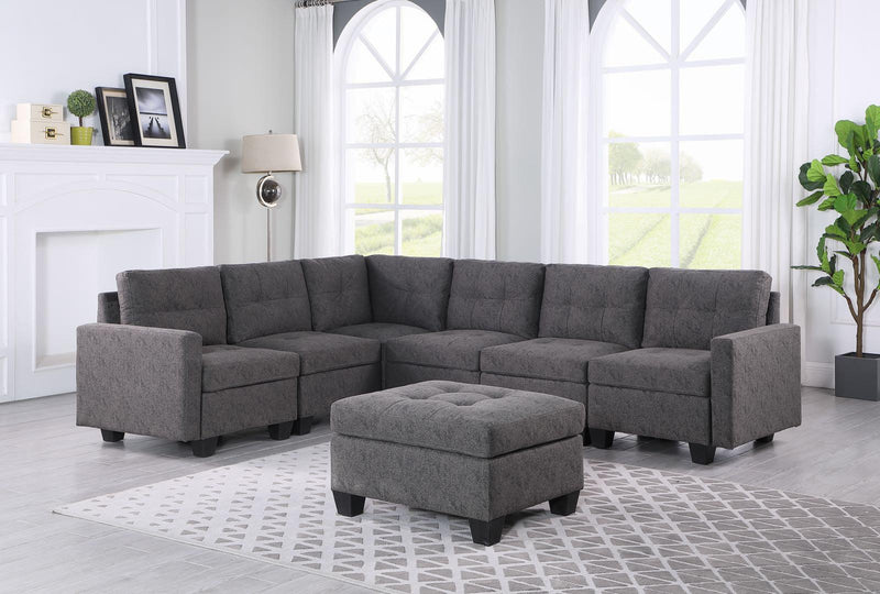 SECTIONAL W/OTTO - GREY - B2003 - Furnish 4Less