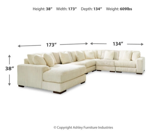 Lindyn 6-Piece Sectional with Chaise in Ivory