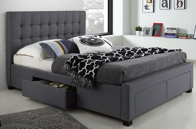 Platform Bed with 4 drawers and Button-Tufted Headboard - 3316 - Furnish 4Less