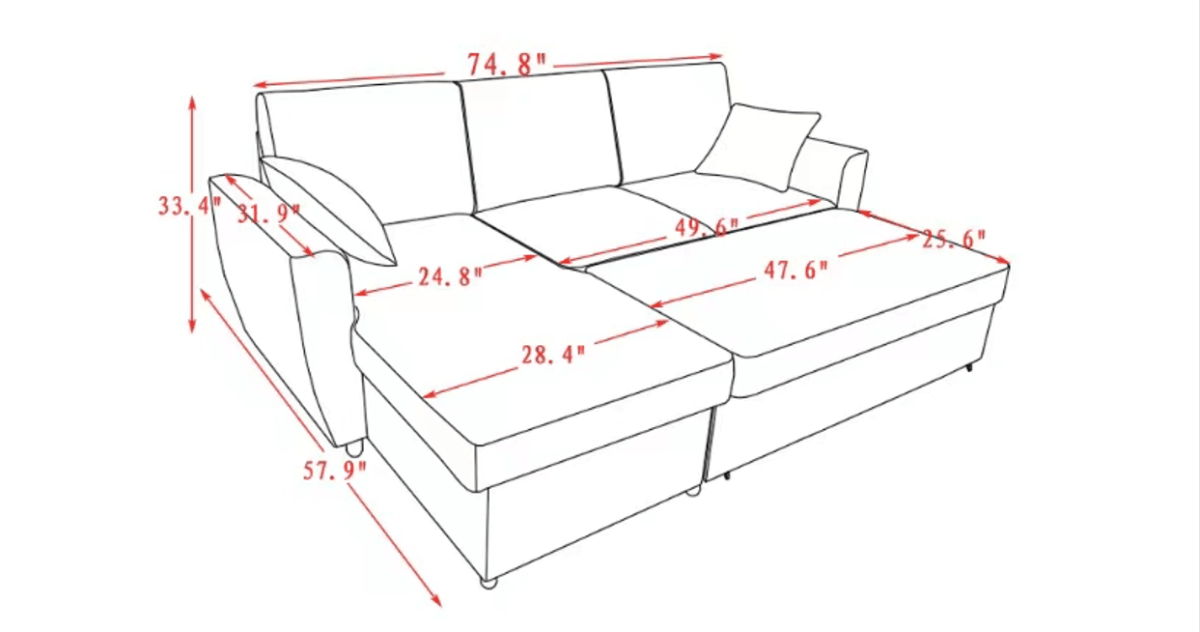 Reversible Sleeper Sectional w/ Storage - B4100 - Furnish 4 Less