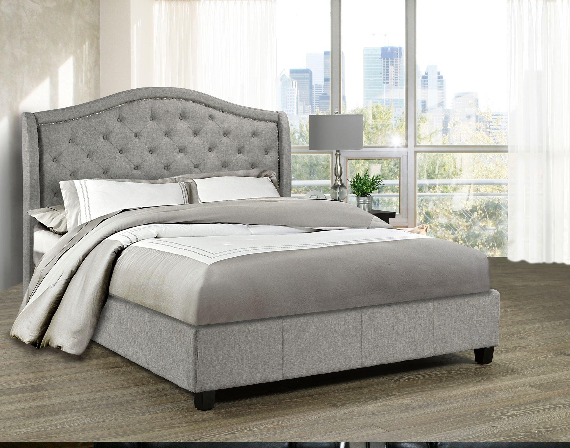 King/Queen PLATFORM BED (Beige, Grey) - B5262 - Furnish 4 Less