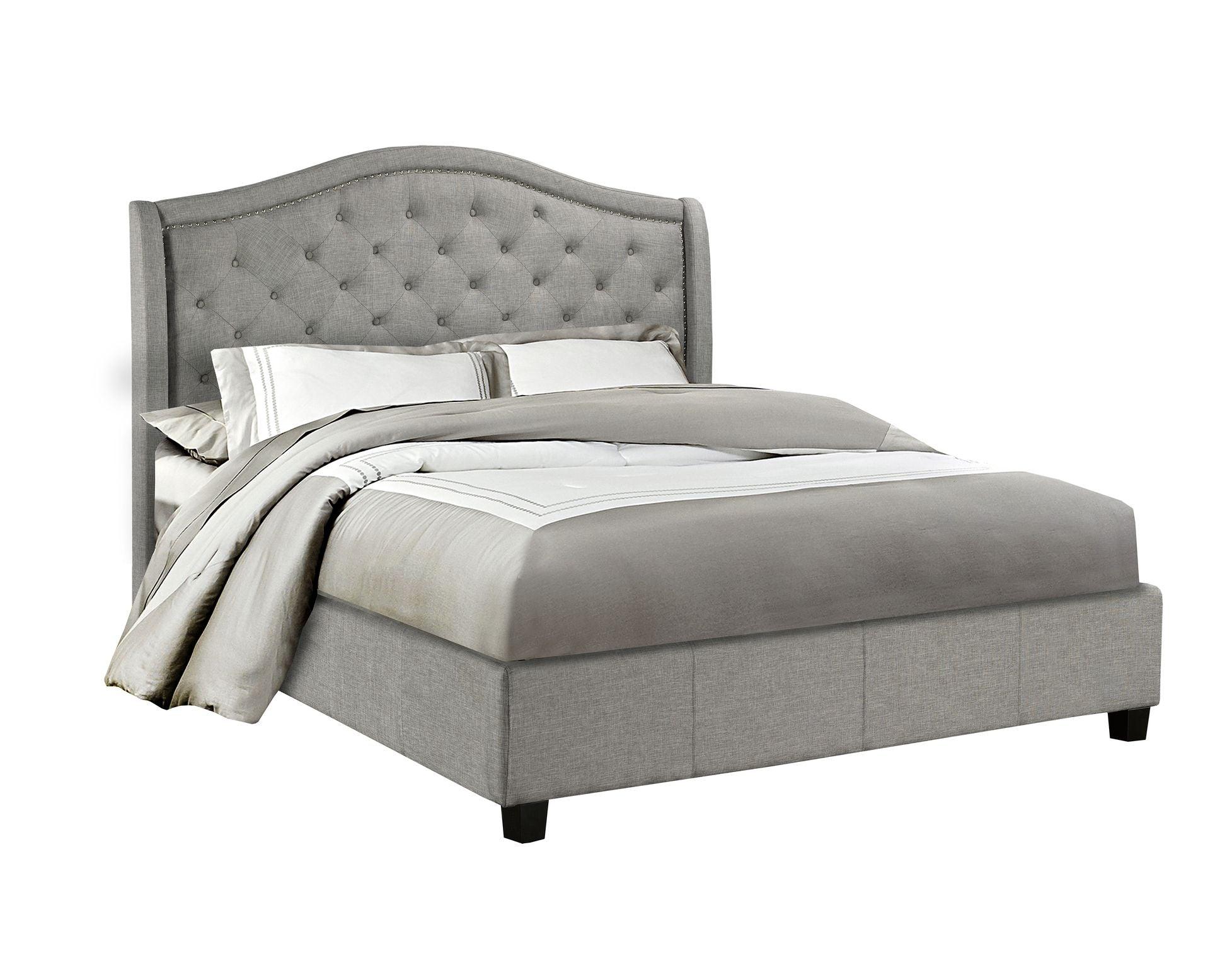 King/Queen PLATFORM BED (Beige, Grey) - B5262 - Furnish 4 Less