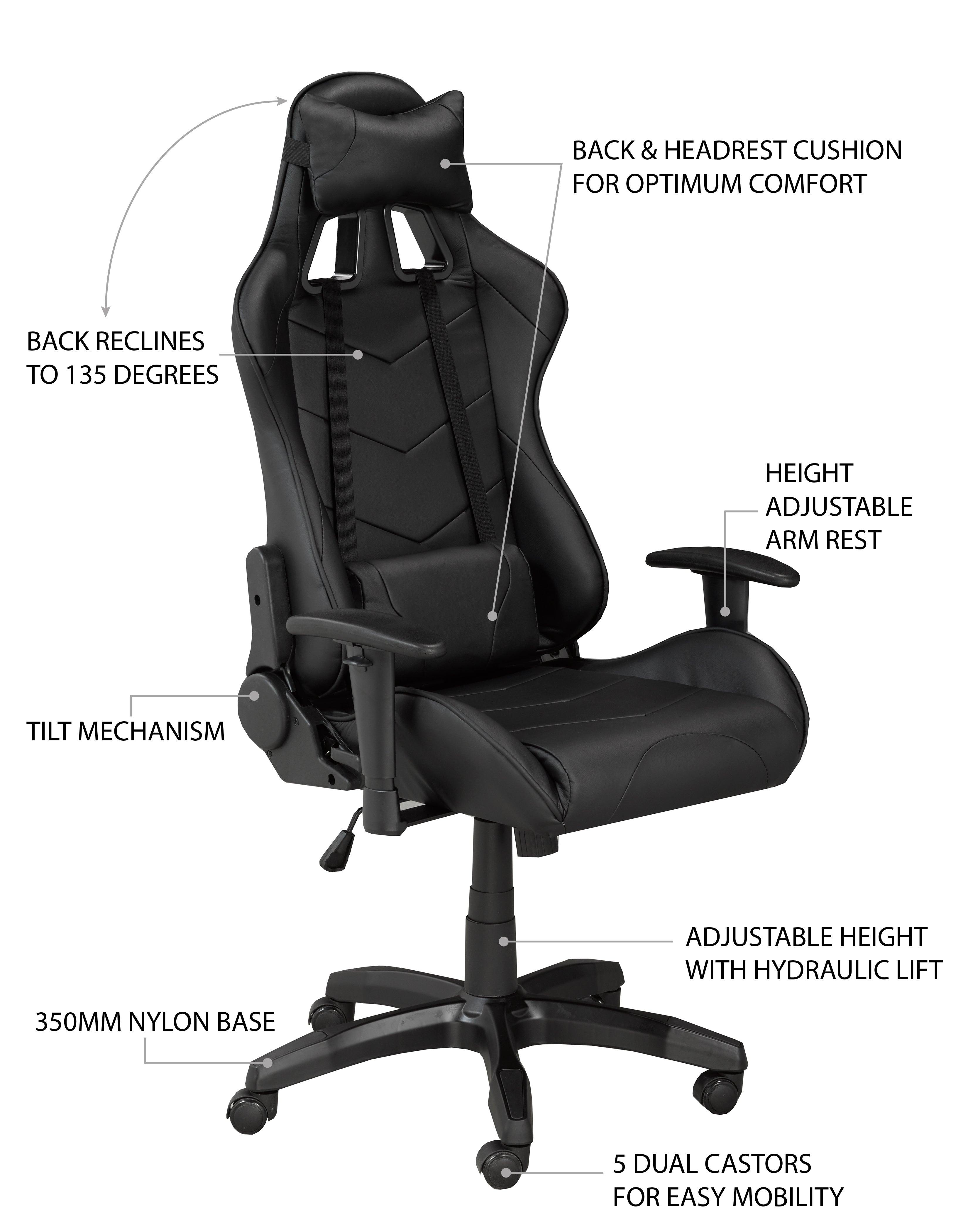 Sorrento Gaming Chair (Black, Blue, Red) - B51 - Furnish 4 Less