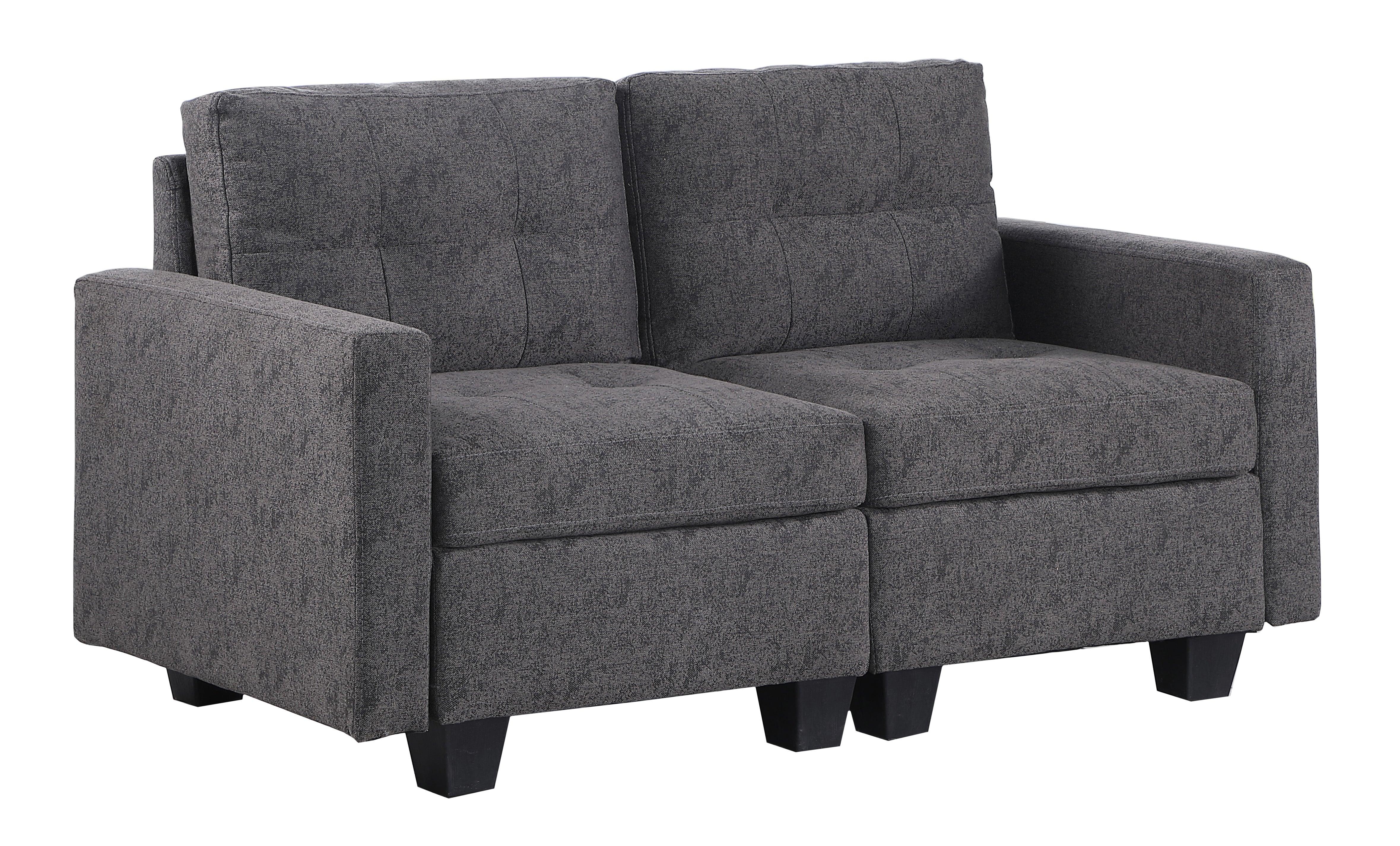 Modular Loveseat in Grey Fabric - B-2003 - Furnish 4 Less