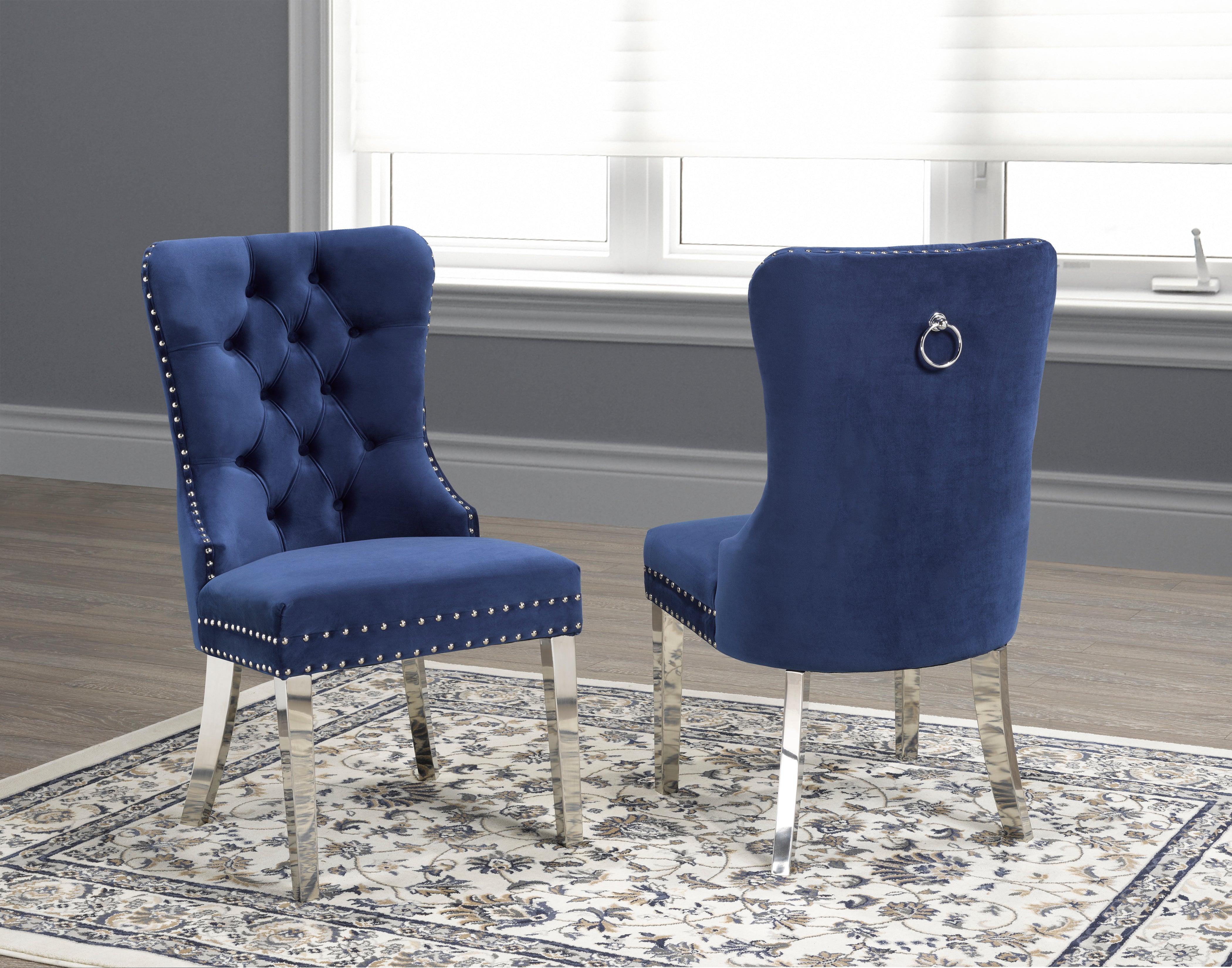 Dining Chairs, Set of 2 (Black, Blue, Grey) - B-459 - Furnish 4 Less