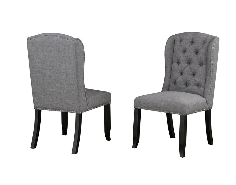 MEMPHIS SIDE CHAIR GREY FABRIC (DINING CHAIR, SET OF 2 ) - B6777 - Furnish 4 Less