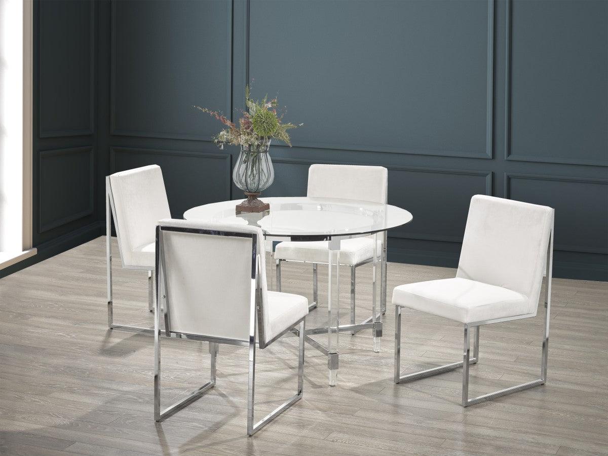 Marta 5pc Dining Set in White - B616 - Furnish 4 Less