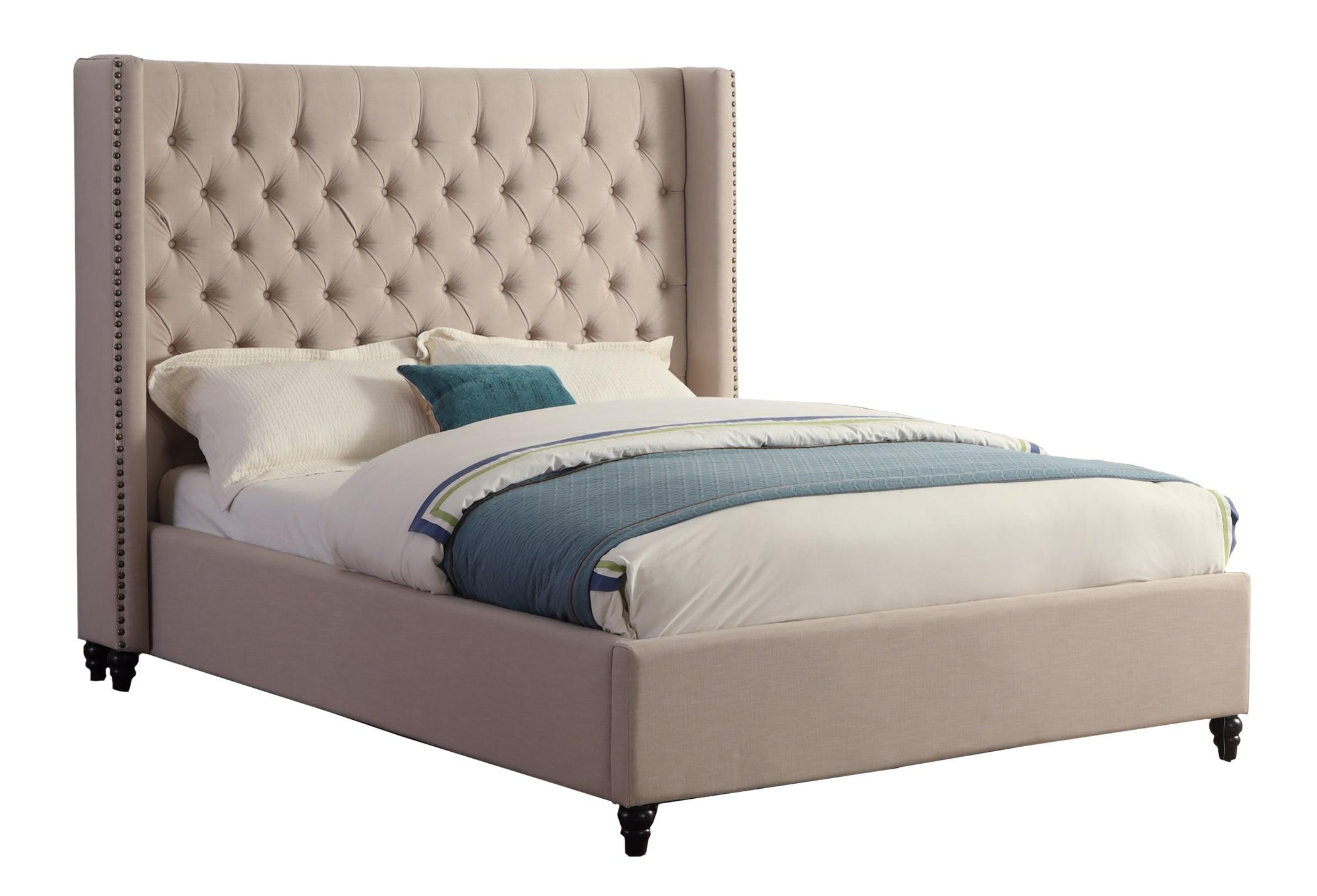 King/Queen PLATFORM BED (Beige, Grey) - B1920 - Furnish 4 Less