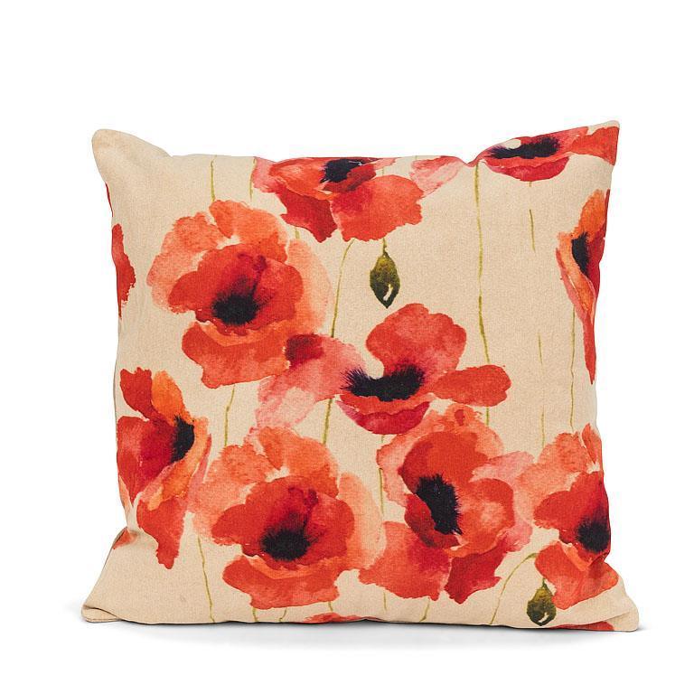 Square Poppy Print Pillow - Furnish 4 Less