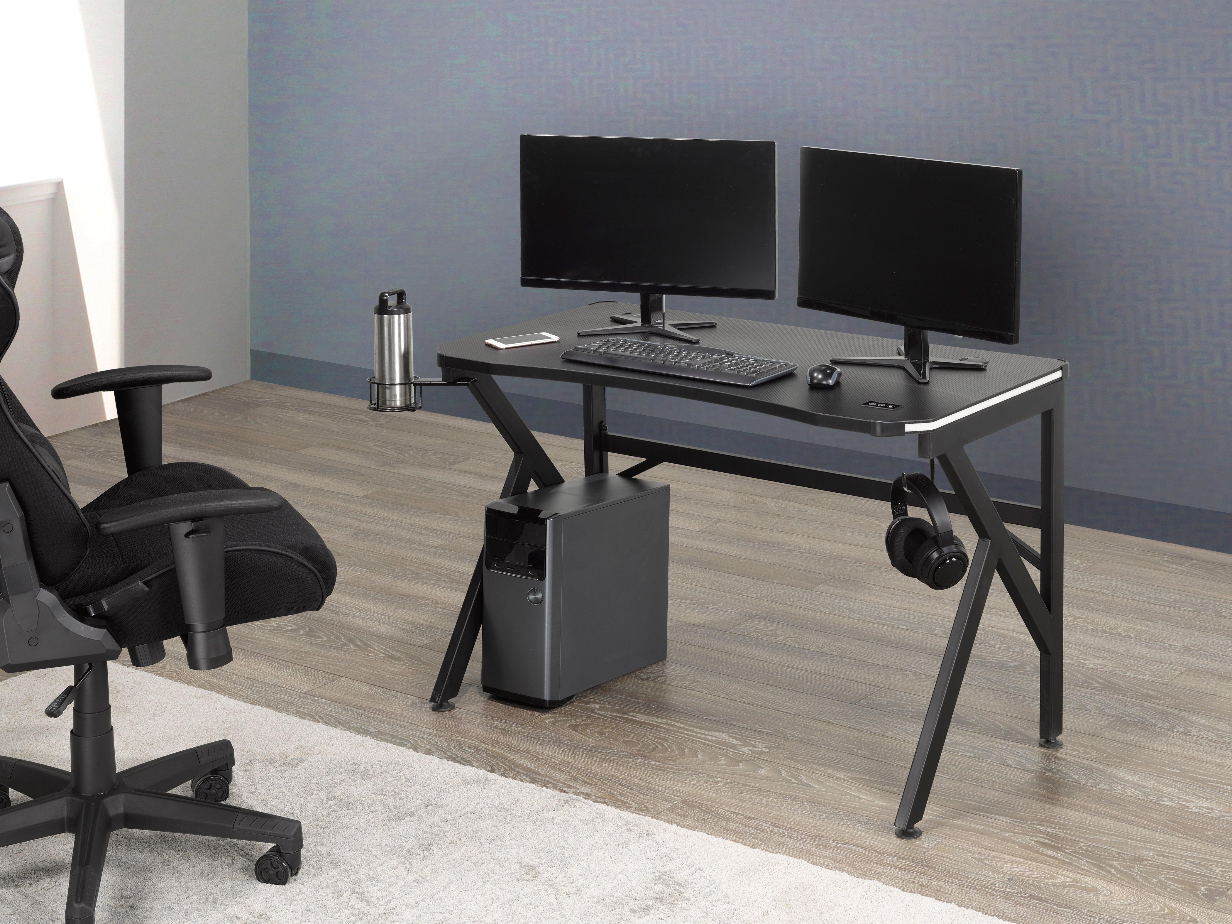 LED Gaming Desk w/ Wireless Charging - B8028 - Furnish 4 Less