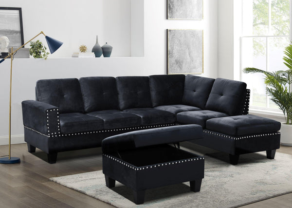 Sectional Sofa w/ Storage Ottoman - V99 - Furnish 4 Less