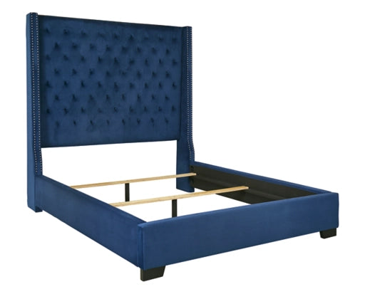 Coralayne Upholstered Bed (Velvet) - Furnish 4 Less