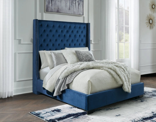 Coralayne Upholstered Bed (Velvet) - Furnish 4 Less