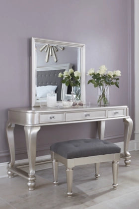 Coralayne Vanity and Mirror w/ Stool - Furnish 4 Less