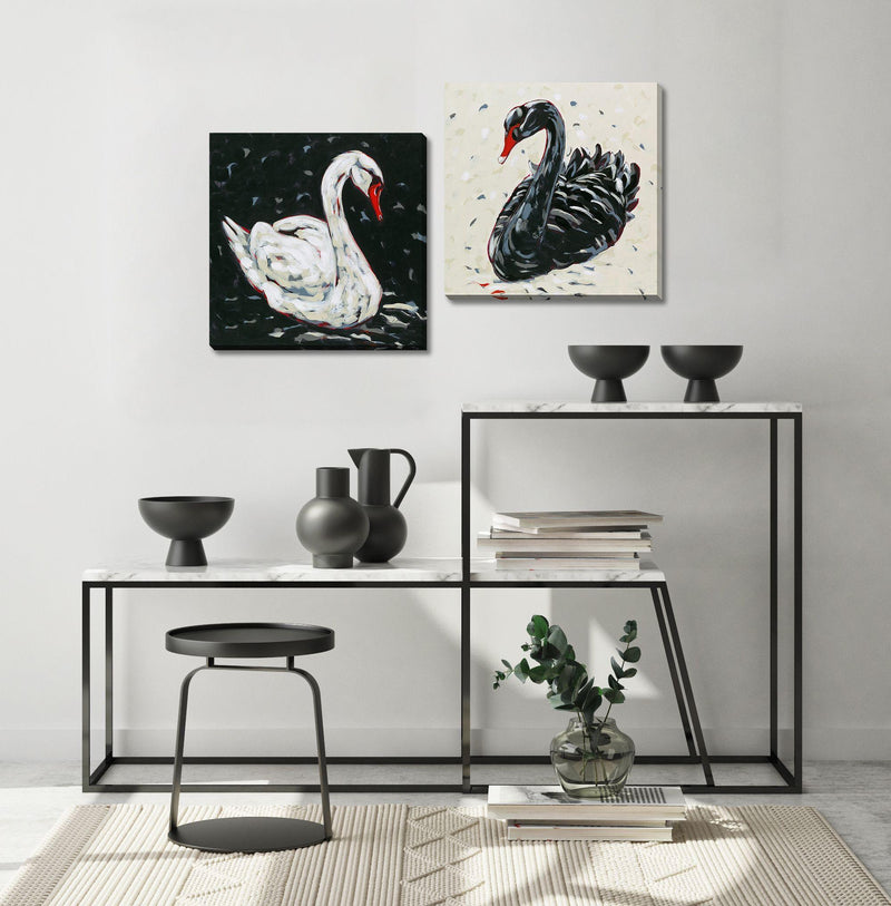 White and Black Swan, Set of 2 - Furnish 4 Less