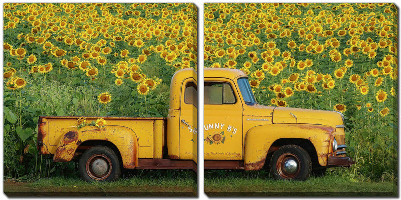 Yellow Vintage Sunflower Truck - Furnish 4 Less