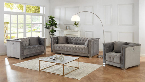 3-piece Sofa Set (Black, Blue, Grey) - IF-9200 - Furnish 4 Less