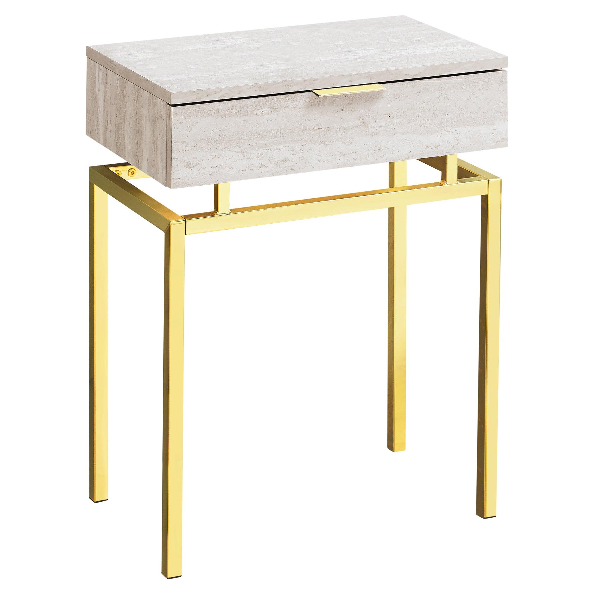 Accent Table in Beige/Gold - M3463 - Furnish 4 Less